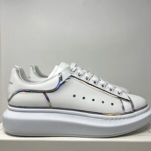 Alexander McQueen White Sneakers with Holographic Trim